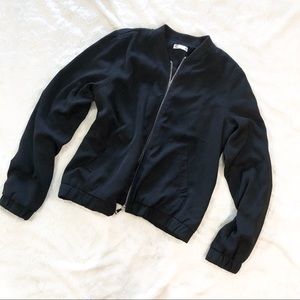 Black Long Sleeve Bomber Jacket